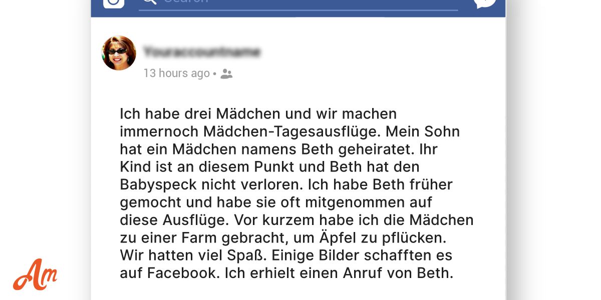 Ich habe meine Schwiegertochter nicht zu einem Familienausflug eingeladen und ich denke, ich